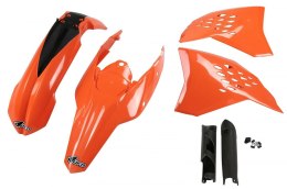 UFO KOMPLET PLASTIKÓW (FULL KIT) Z OSŁONAMI TELESKOPÓW (AMORTYZATORÓW) KTM EXC '09-'11 KOLOR OEM (POMARAŃCZOWY) (KT511E999)